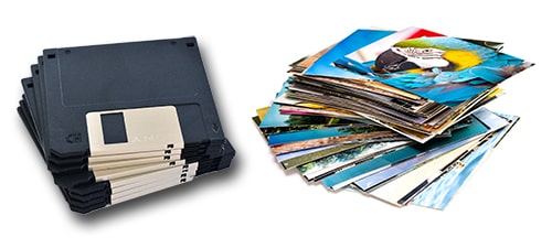 Photo prints from 3.5 inch floppy disks.