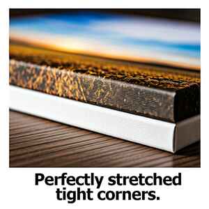 Tight canvas print corners.